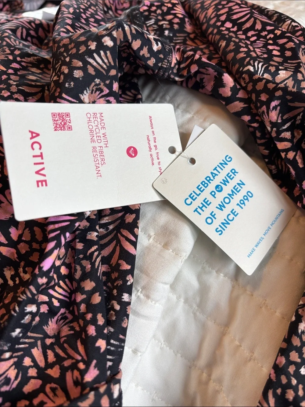 Roxy active long sleeve  Black & Pink Active Rash Guard bikini Set NWT